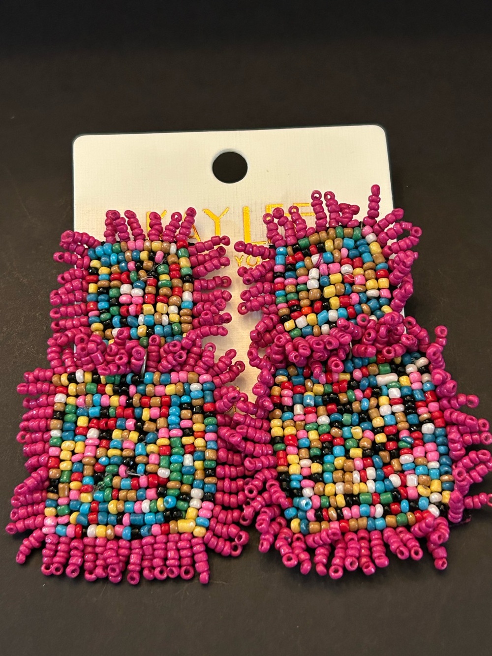 Handcrafted Pink Multicolor Beaded Boho Design Post Back Drop Earrings
